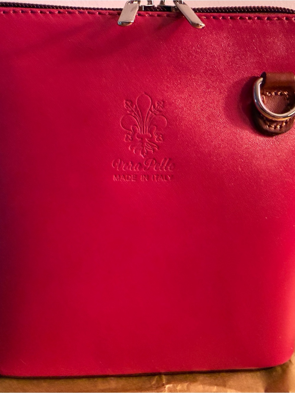 Vera Pelle Hot Pink Leather Shoulder Bag